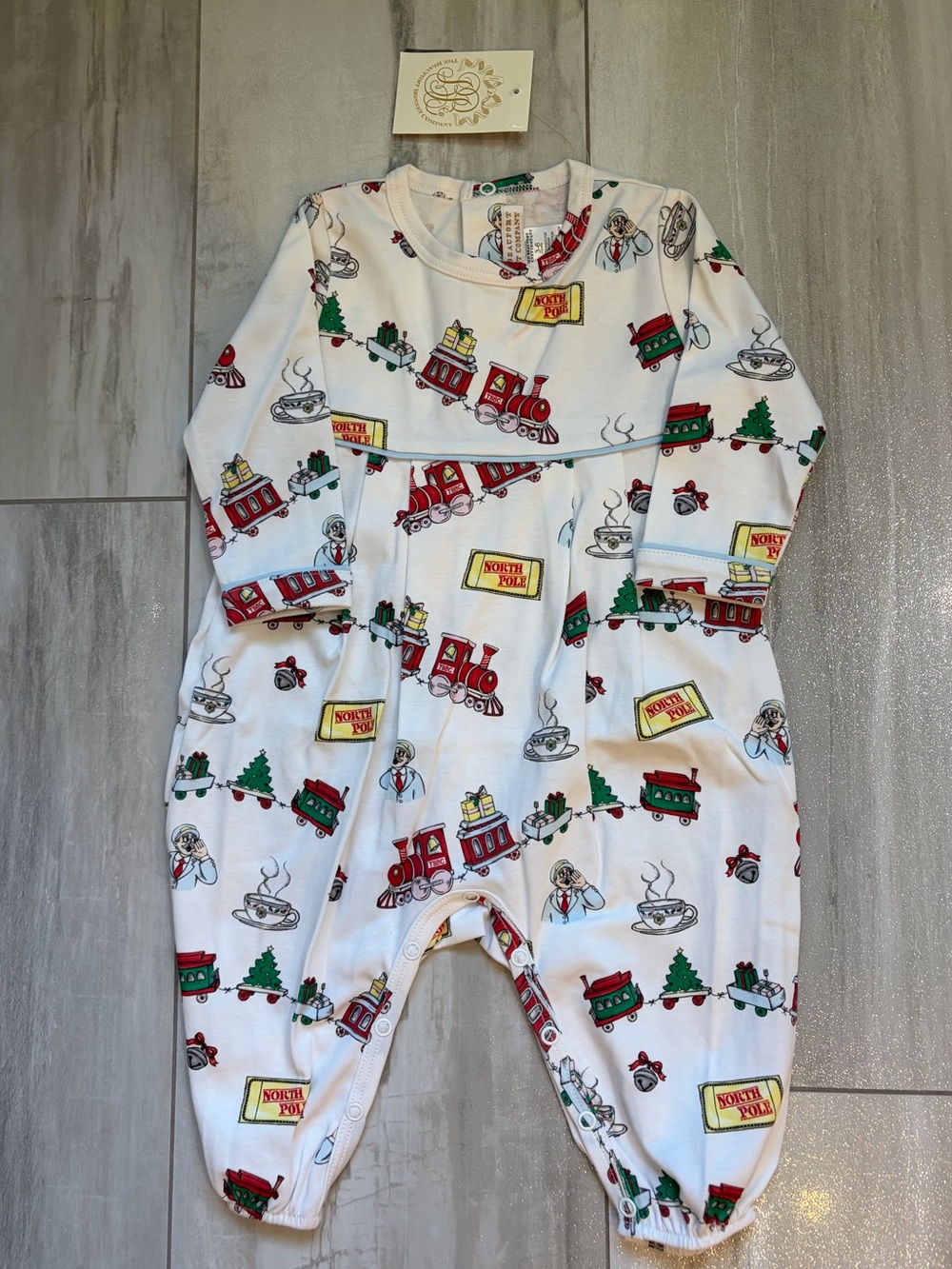 NWT TBBC Pima Cotton Holiday Train Express Bradford Romper Jumpsuit Boys 3-6M